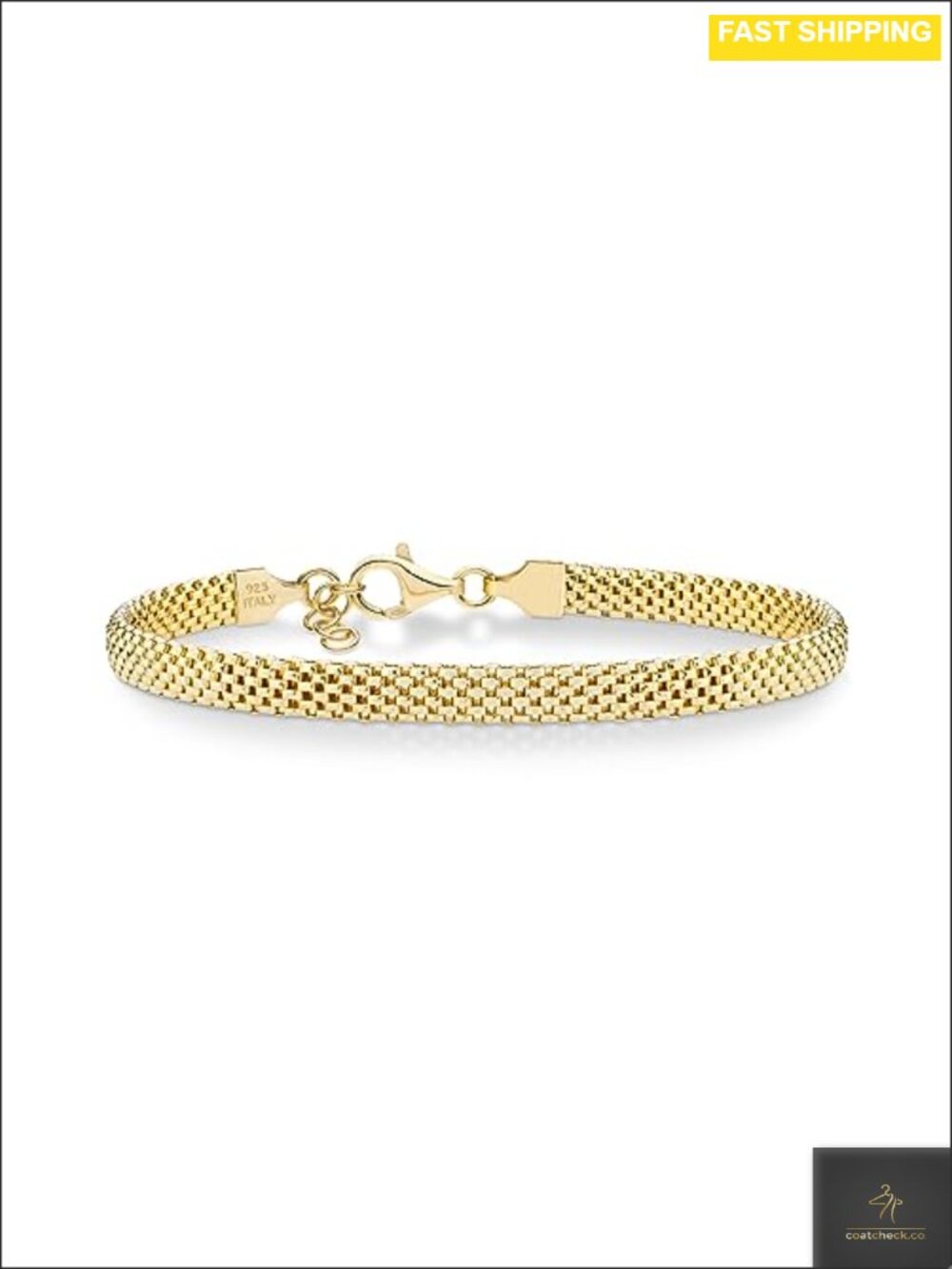 Miabella 18K Gold Plated 925 Sterling Silver 5mm Mesh Bracelet